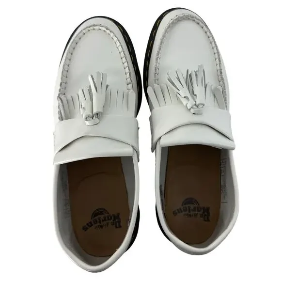 Dr Martens Adrian White Leather Tassel Loafers Fringe Platform Women’s 9 - Picture 6 of 9